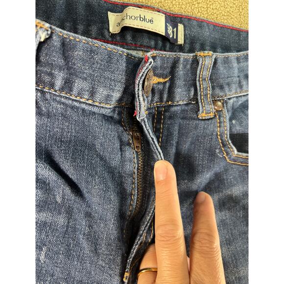 VTG Y2K Anchor Blue Men's Low Rise Slim Stretch Medium Wash Denim Jeans Sz 34x30 - Picture 7 of 11